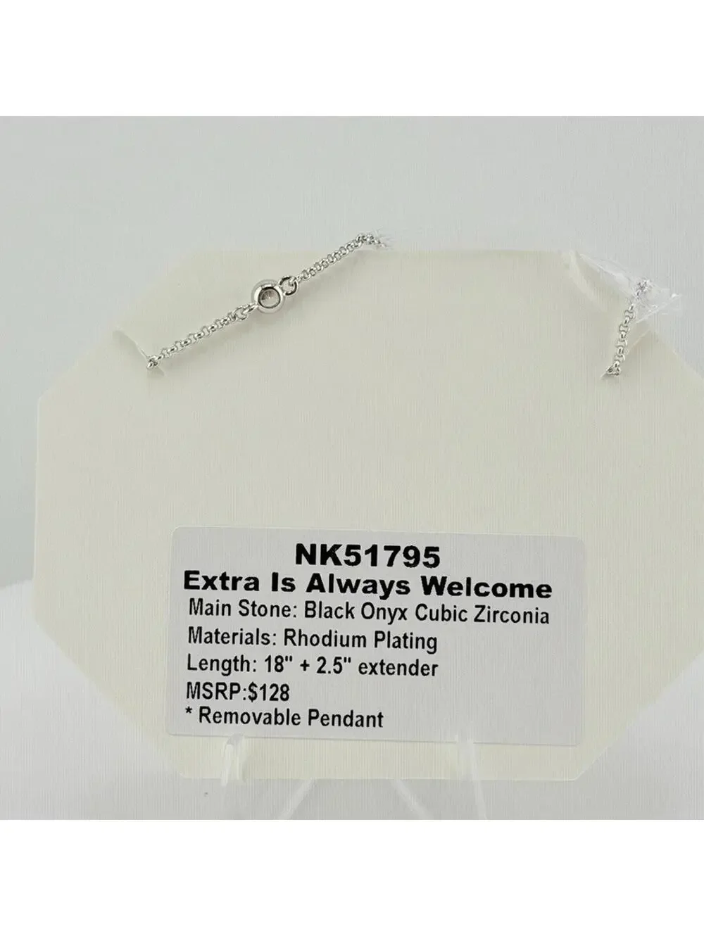 Bomb Party Necklace “Extra is Always Welcome“ Black Onyx on Rhodium